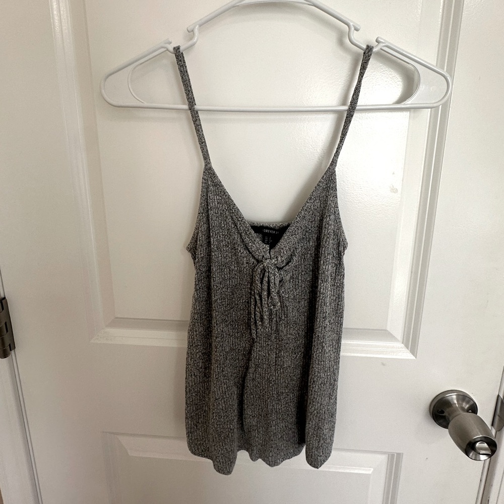 Forever 21 Gray Spaghetti Strap Top with Bow